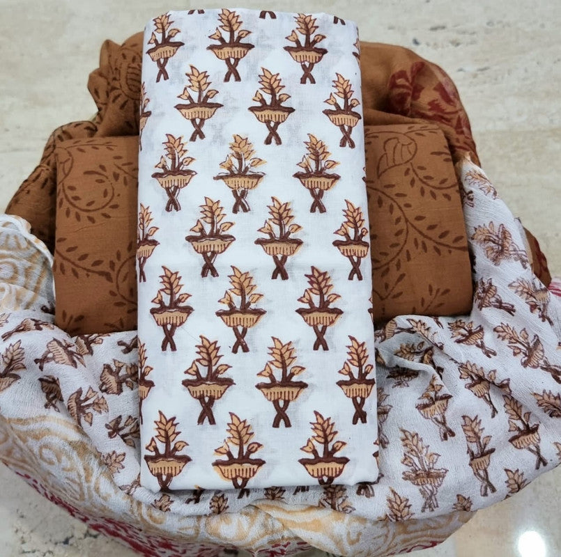 Pure Cotton Printed Salwar Suit With Chiffon Dupatta - 26