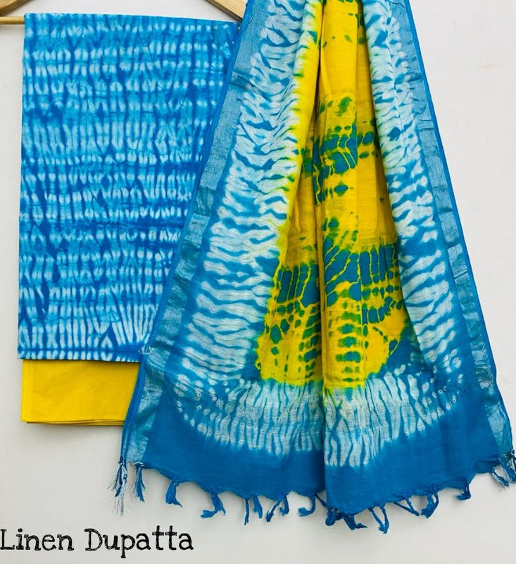 Pure Cotton Handblock Printed Cotton Salwar Suit With Linen Dupatta - 15