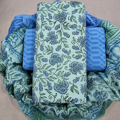 Pure Cotton Printed Salwar Suit With Chiffon Dupatta - 32