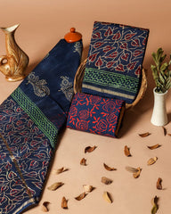 Pure Chanderi Silk Unstitched Suit (Lenght 2.5 Mtr Each Of Top, Bottom & Dupatta) - 19