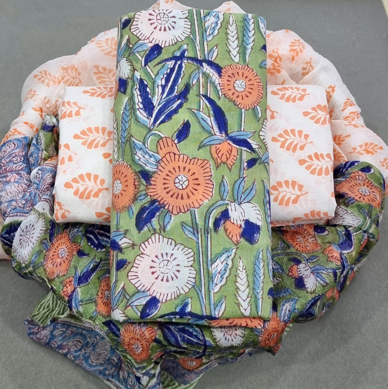 Pure Cotton Printed Salwar Suit With Chiffon Dupatta - 36