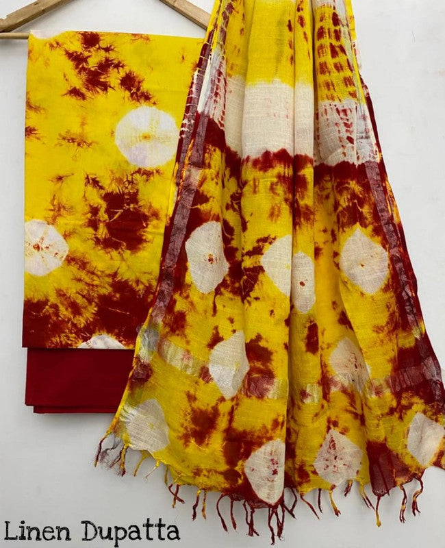 Pure Cotton Handblock Printed Cotton Salwar Suit With Linen Dupatta - 21