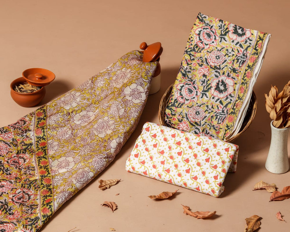 Pure Chanderi Silk Unstitched Suit (Lenght 2.5 Mtr Each Of Top, Bottom & Dupatta) - 22