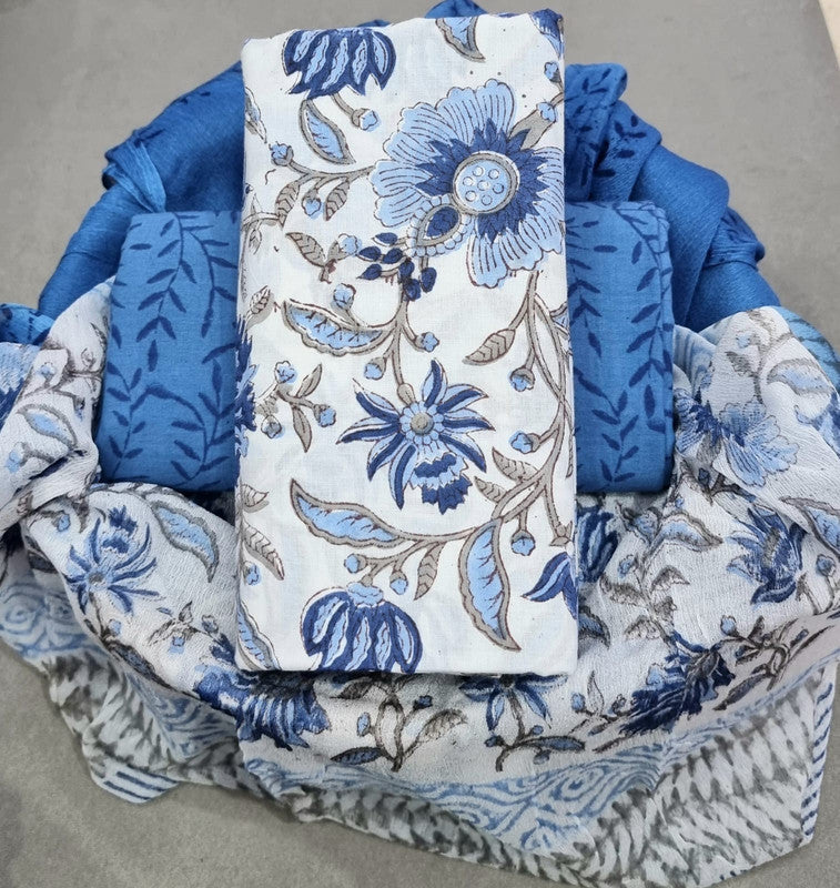 Pure Cotton Printed Salwar Suit With Chiffon Dupatta - 38