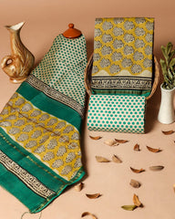 Pure Chanderi Silk Unstitched Suit (Lenght 2.5 Mtr Each Of Top, Bottom & Dupatta) - 12