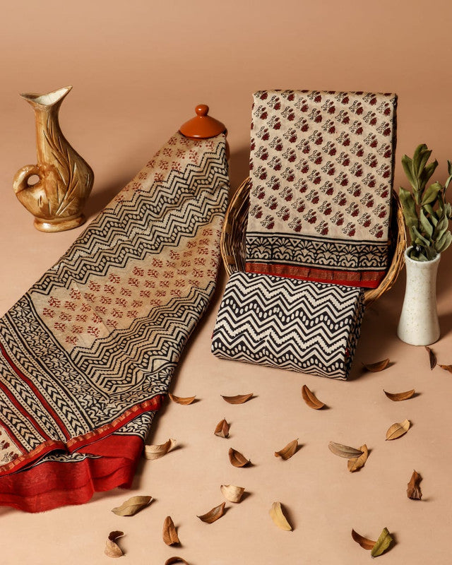 Pure Chanderi Silk Unstitched Suit (Lenght 2.5 Mtr Each Of Top, Bottom & Dupatta) - 23