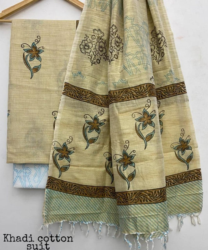 Pure Khadi Unstitched Suit With Khadi Dupatta (Lenght 2.5 Mtr. All) - 24