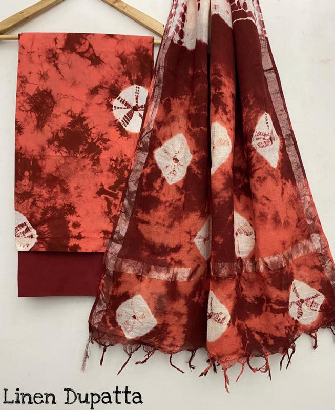 Pure Cotton Handblock Printed Cotton Salwar Suit With Linen Dupatta - 24