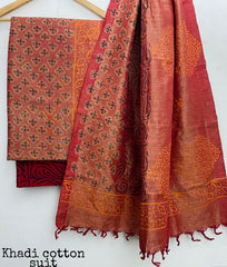 Pure Khadi Unstitched Suit With Khadi Dupatta (Lenght 2.5 Mtr. All) - 25