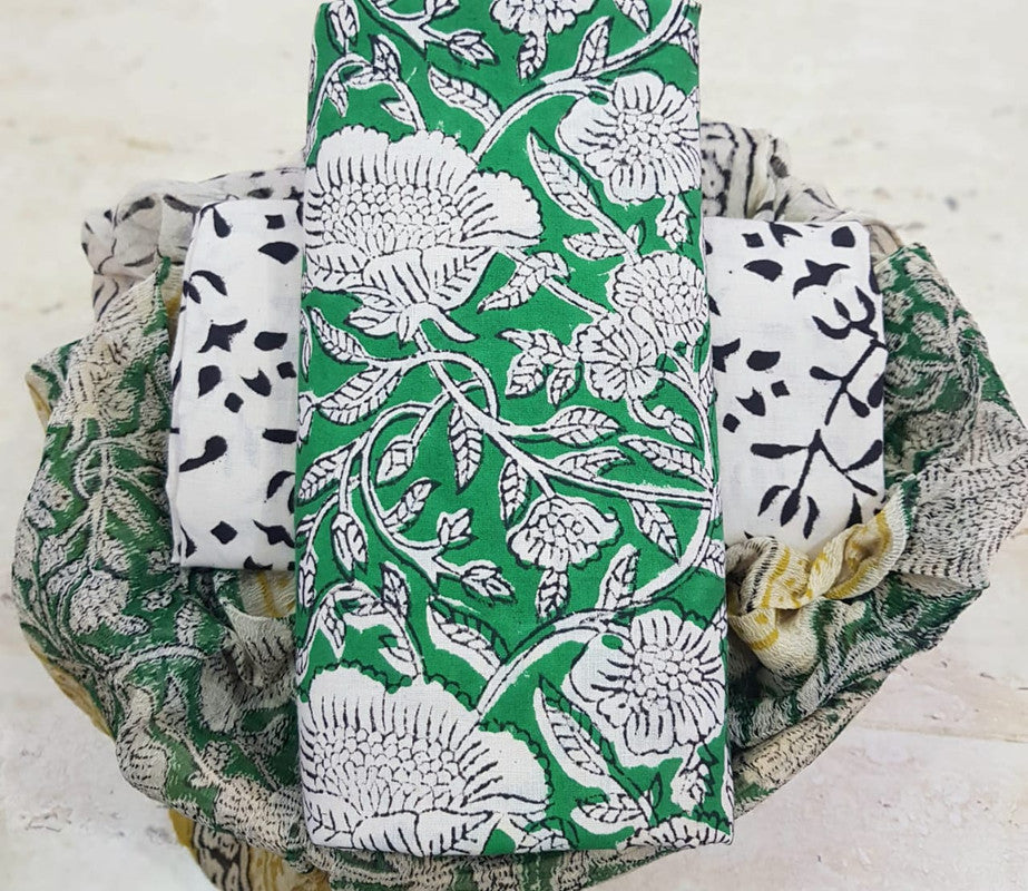 Pure Cotton Printed Salwar Suit With Chiffon Dupatta - 47