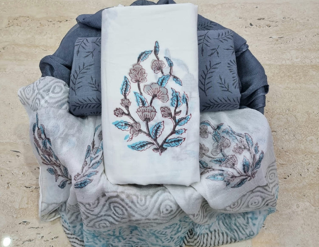 Pure Cotton Printed Salwar Suit With Chiffon Dupatta - 39