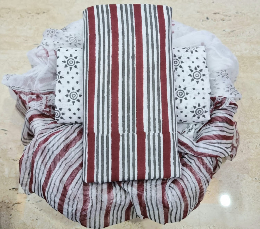 Pure Cotton Printed Salwar Suit With Chiffon Dupatta - 52