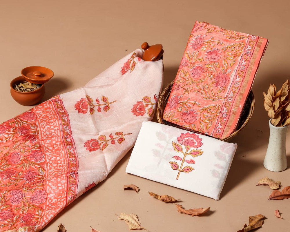 Pure Chanderi Silk Unstitched Suit (Lenght 2.5 Mtr Each Of Top, Bottom & Dupatta) - 37