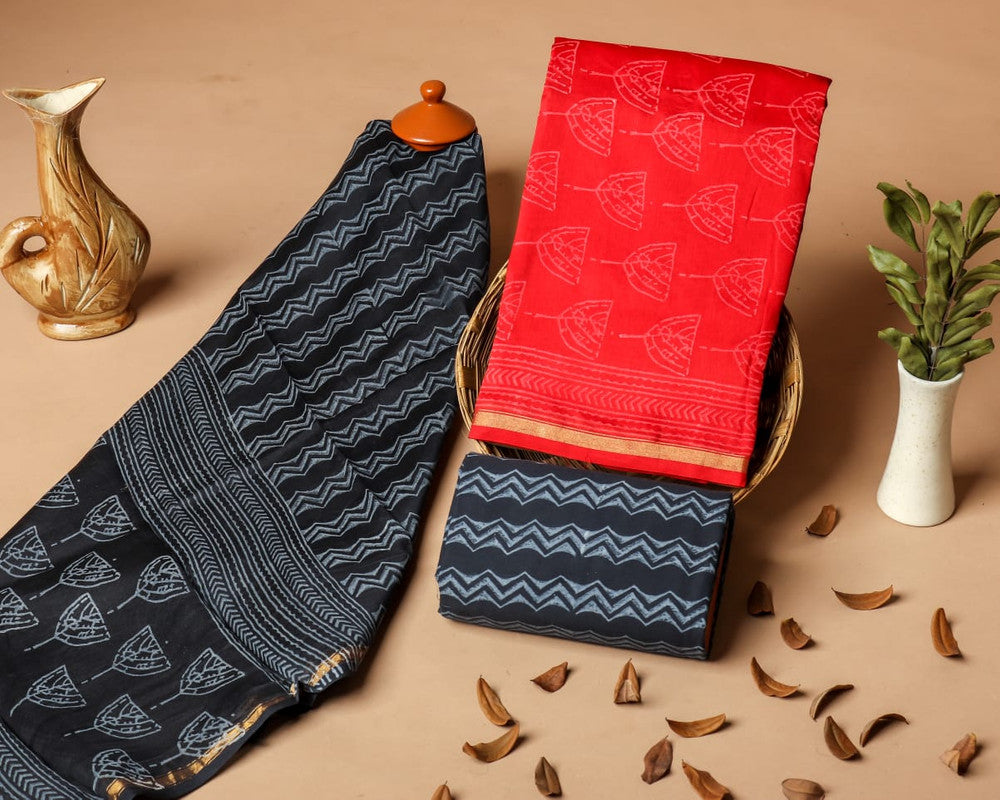 Pure Chanderi Silk Unstitched Suit (Lenght 2.5 Mtr Each Of Top, Bottom & Dupatta) - 39