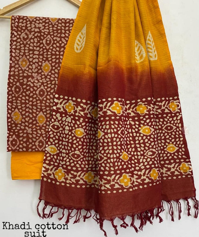 Pure Khadi Unstitched Suit With Khadi Dupatta (Lenght 2.5 Mtr. All) - 42