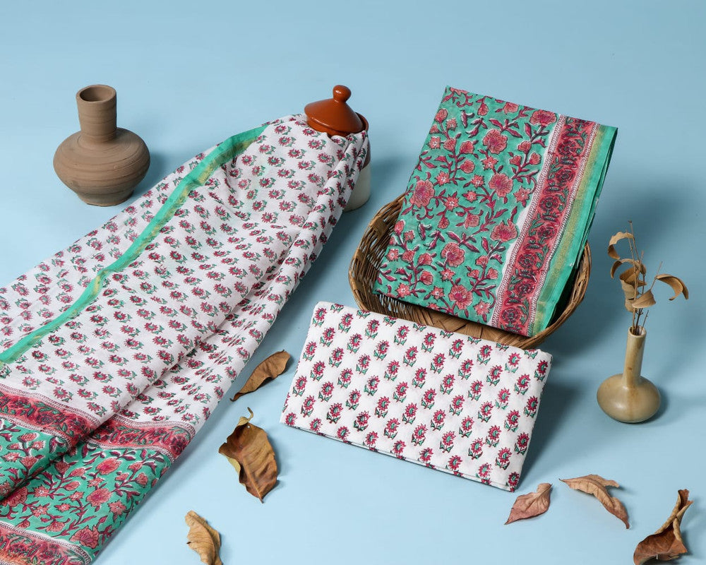 Pure Chanderi Silk Unstitched Suit (Lenght 2.5 Mtr Each Of Top, Bottom & Dupatta) - 43