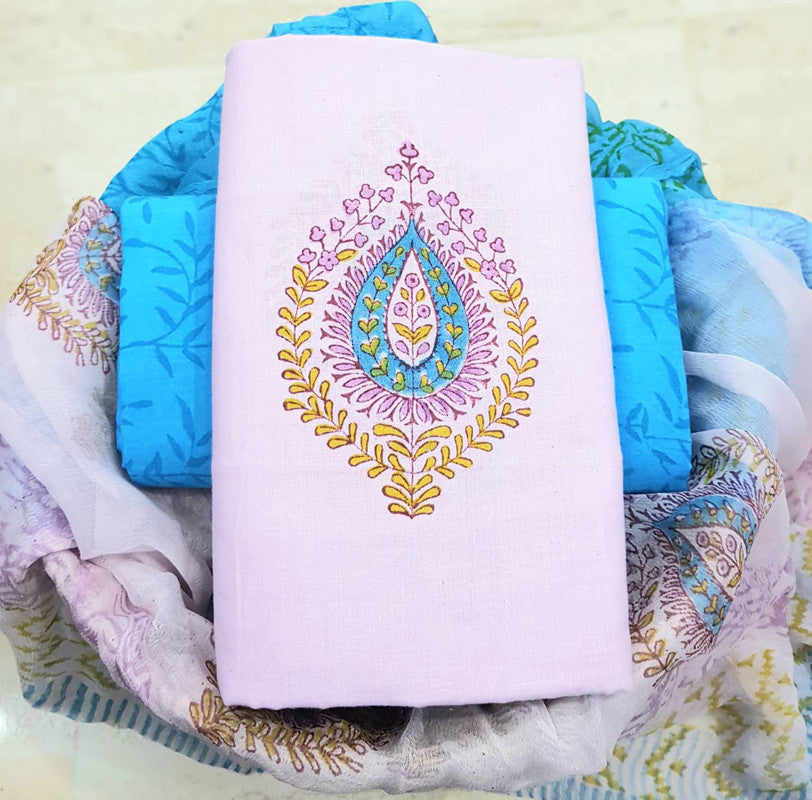 Pure Cotton Printed Salwar Suit With Chiffon Dupatta - 50
