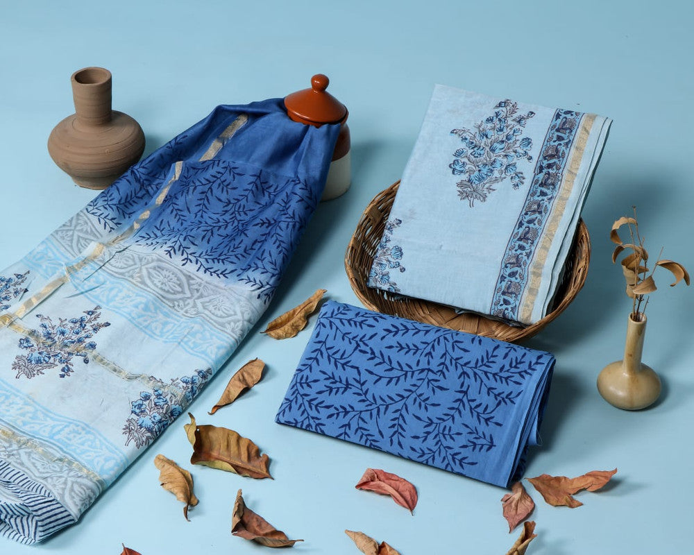 Pure Chanderi Silk Unstitched Suit (Lenght 2.5 Mtr Each Of Top, Bottom & Dupatta) - 46