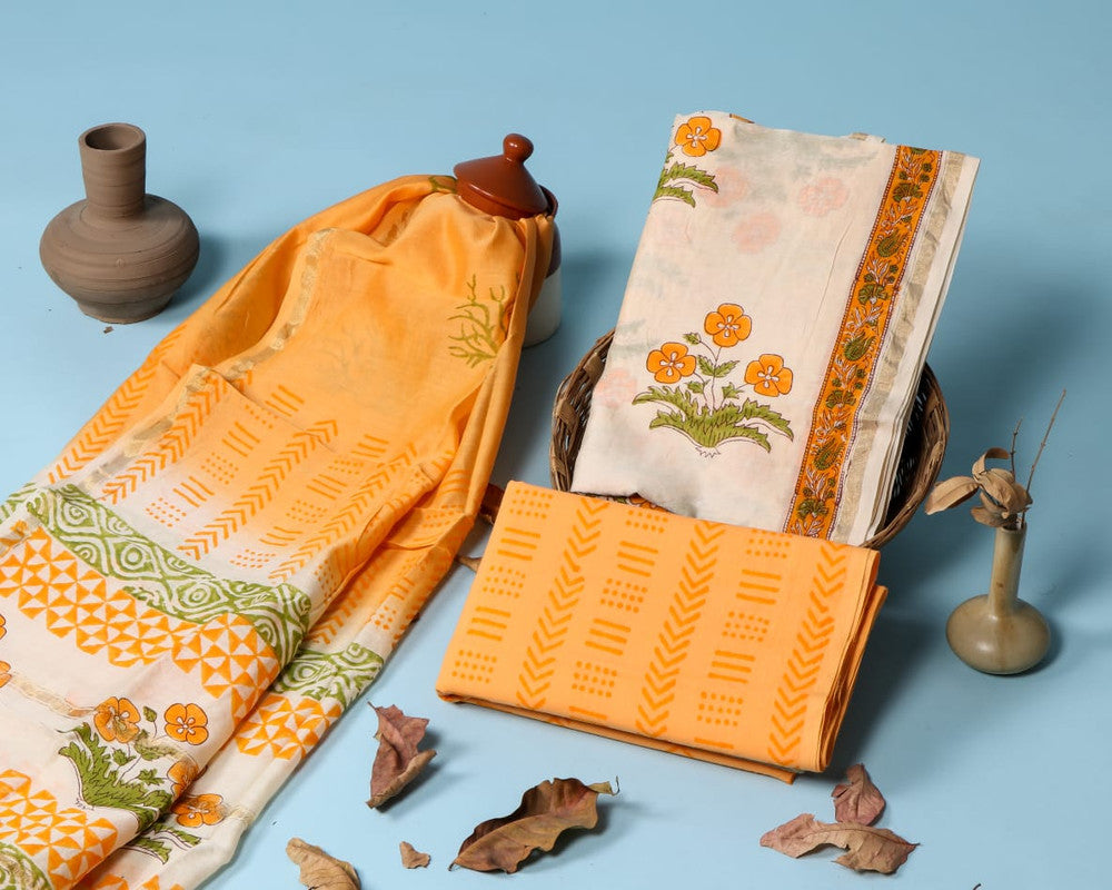 Pure Chanderi Silk Unstitched Suit (Lenght 2.5 Mtr Each Of Top, Bottom & Dupatta) - 47