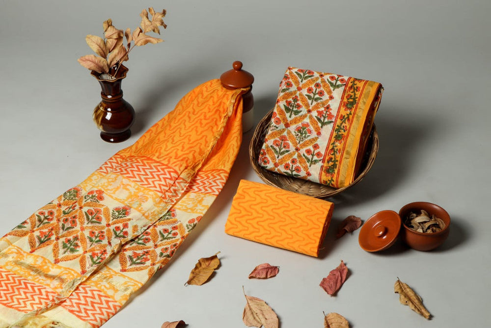 Pure Chanderi Silk Unstitched Suit (Lenght 2.5 Mtr Each Of Top, Bottom & Dupatta) - 50