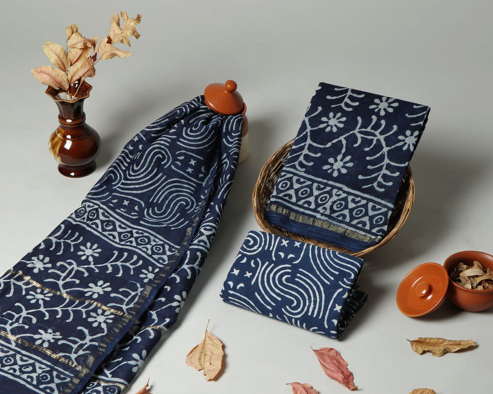 Pure Chanderi Silk Unstitched Suit (Lenght 2.5 Mtr Each Of Top, Bottom & Dupatta) - 51