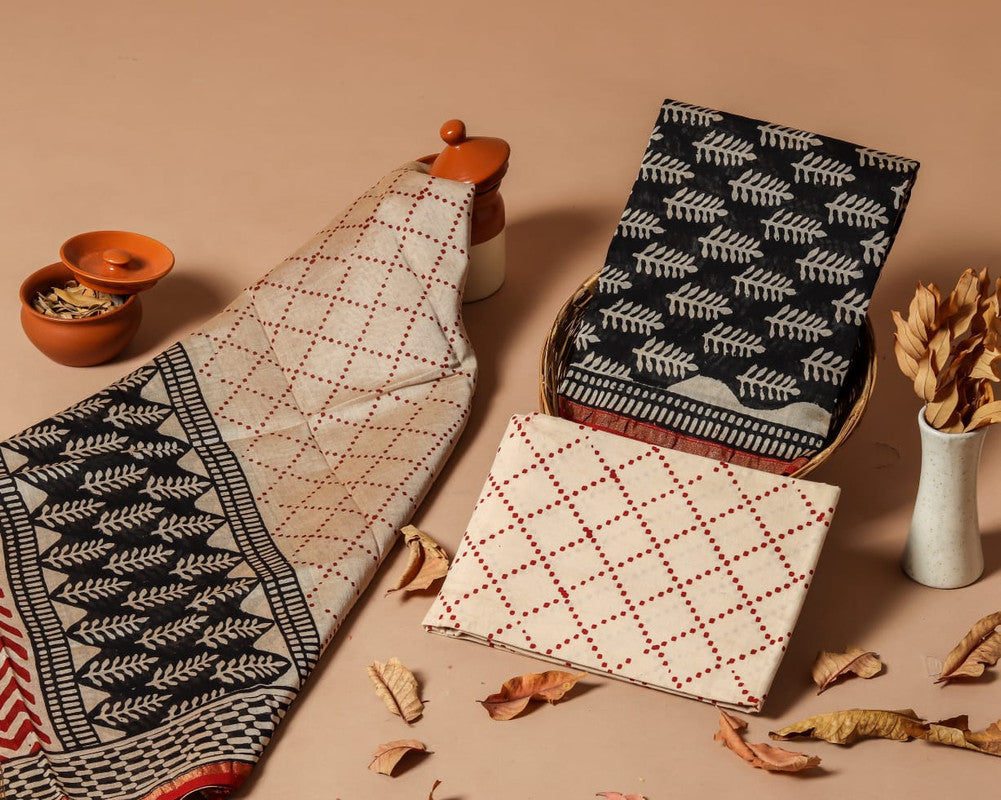 Pure Chanderi Silk Unstitched Suit (Lenght 2.5 Mtr Each Of Top, Bottom & Dupatta) - 55