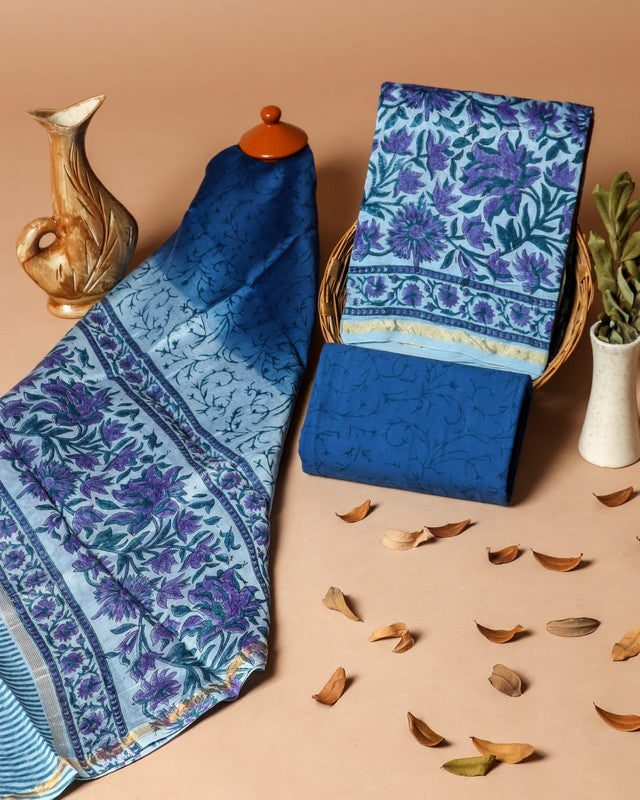 Pure Chanderi Silk Unstitched Suit (Lenght 2.5 Mtr Each Of Top, Bottom & Dupatta) - 56