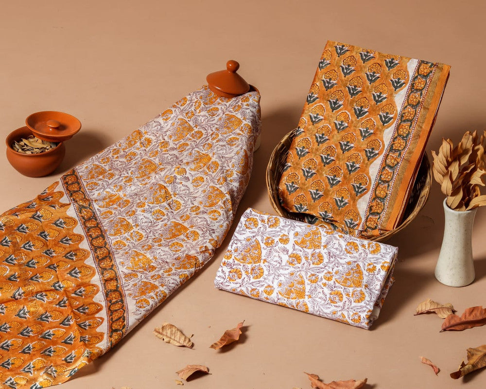 Pure Chanderi Silk Unstitched Suit (Lenght 2.5 Mtr Each Of Top, Bottom & Dupatta) - 57