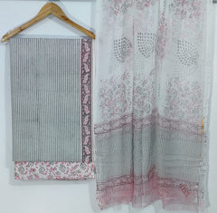 Pure Cotton Printed Salwar Suit With Chiffon Dupatta - 76