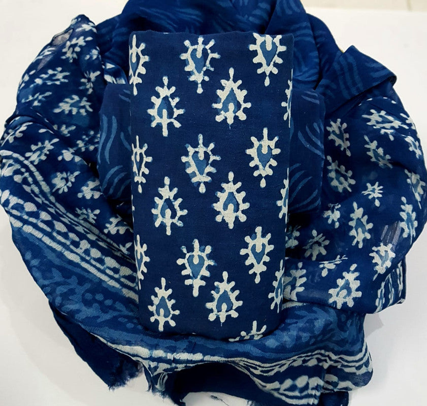 Pure Cotton Printed Salwar Suit With Chiffon Dupatta - 72