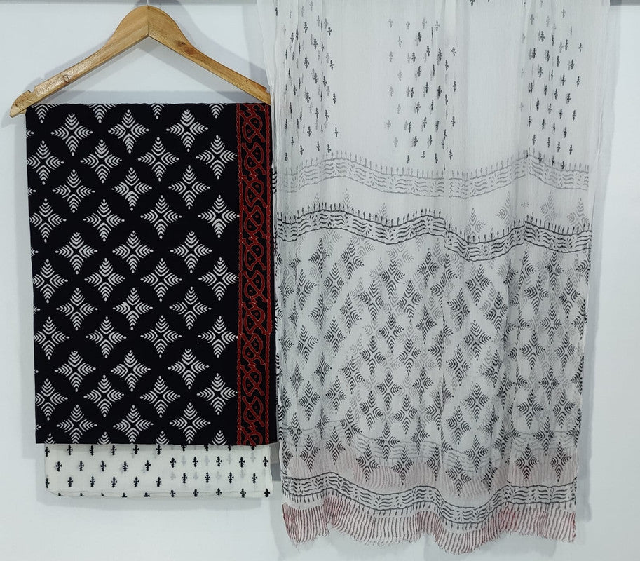 Pure Cotton Printed Salwar Suit With Chiffon Dupatta - 90