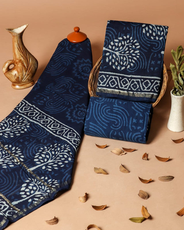 Pure Chanderi Silk Unstitched Suit (Lenght 2.5 Mtr Each Of Top, Bottom & Dupatta) - 60