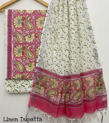 Pure Cotton Handblock Printed Cotton Salwar Suit With Linen Dupatta - 42
