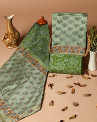 Pure Chanderi Silk Unstitched Suit (Lenght 2.5 Mtr Each Of Top, Bottom & Dupatta) - 62