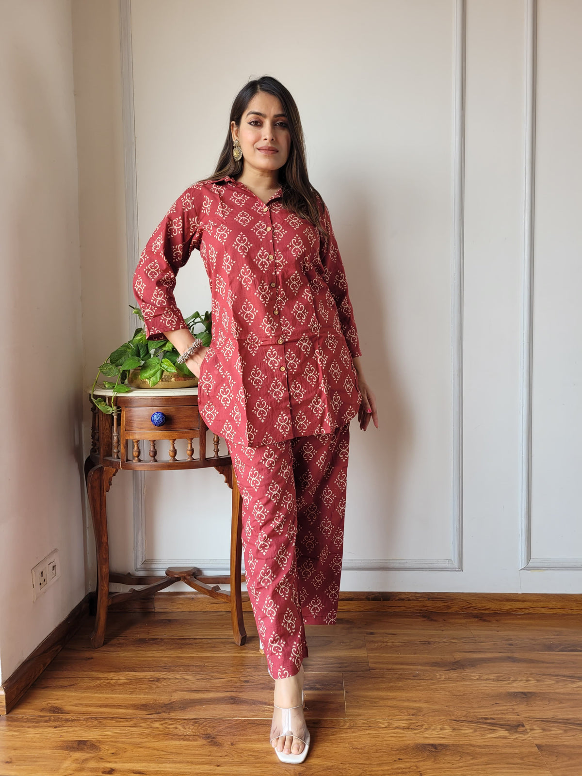 Red Cotton Co-ord Set