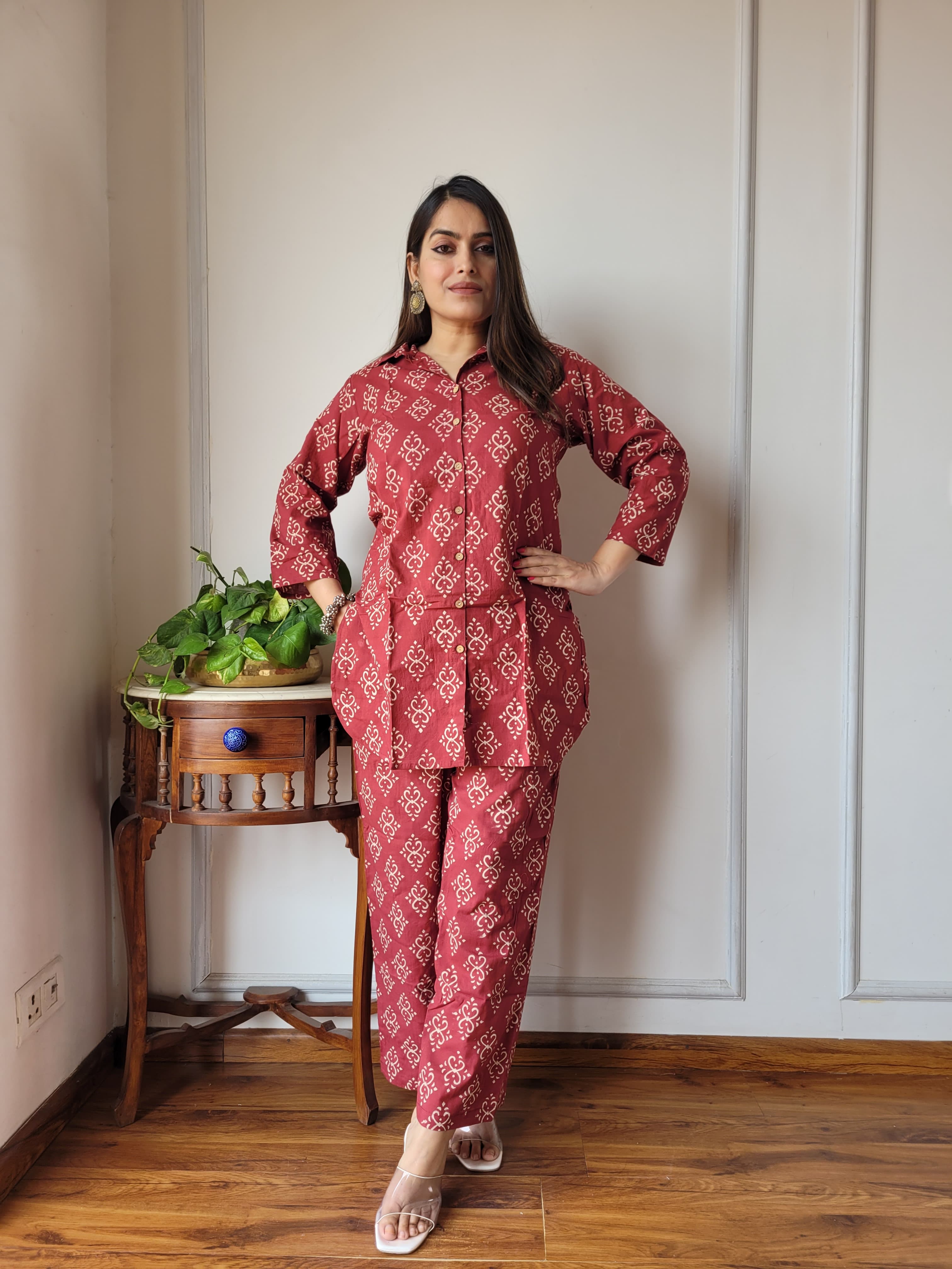 Red Cotton Co-ord Set