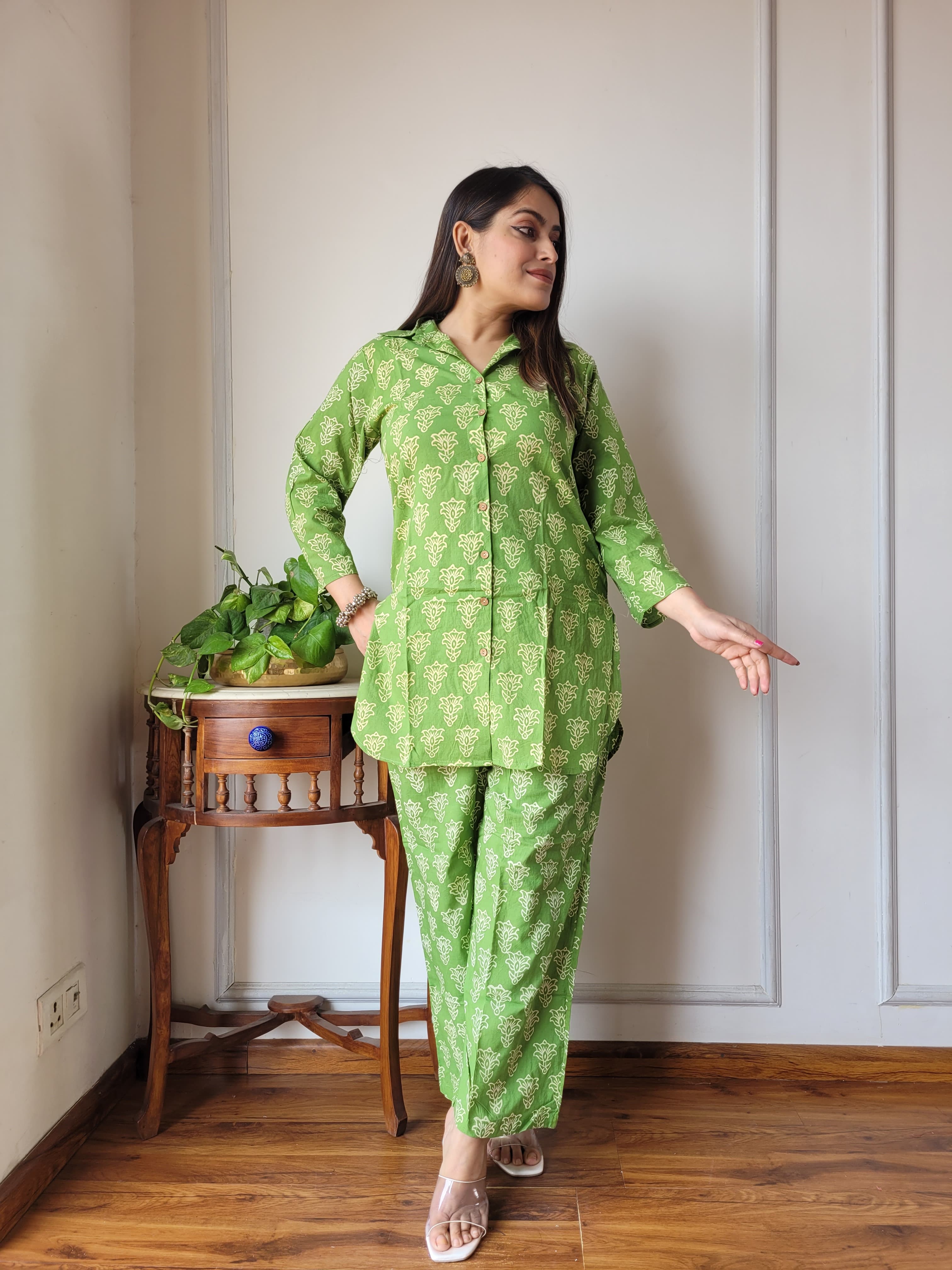 Green Cotton Co-ord Set