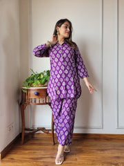 Purple Cotton Co-ord Set