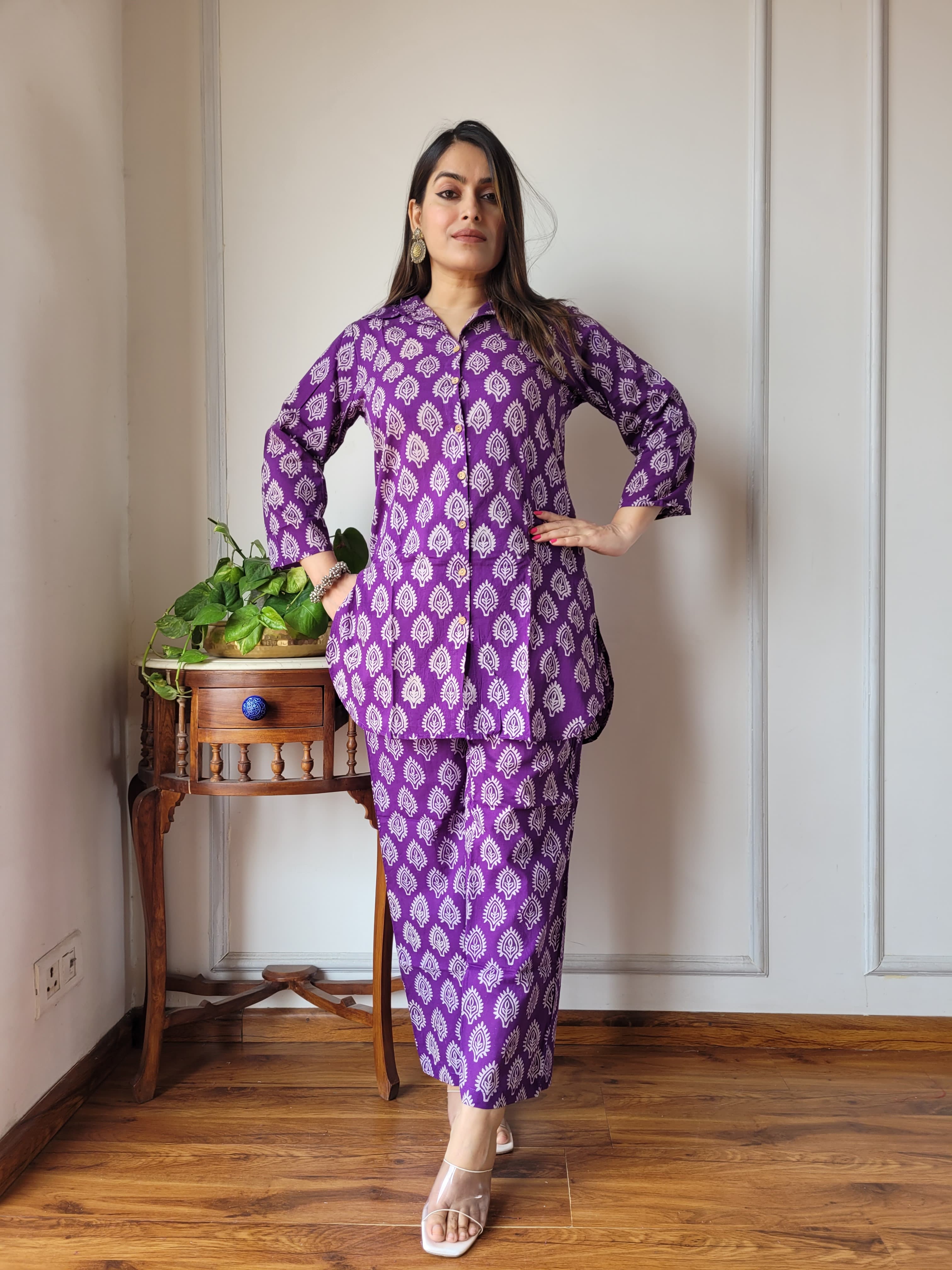 Purple Cotton Co-ord Set