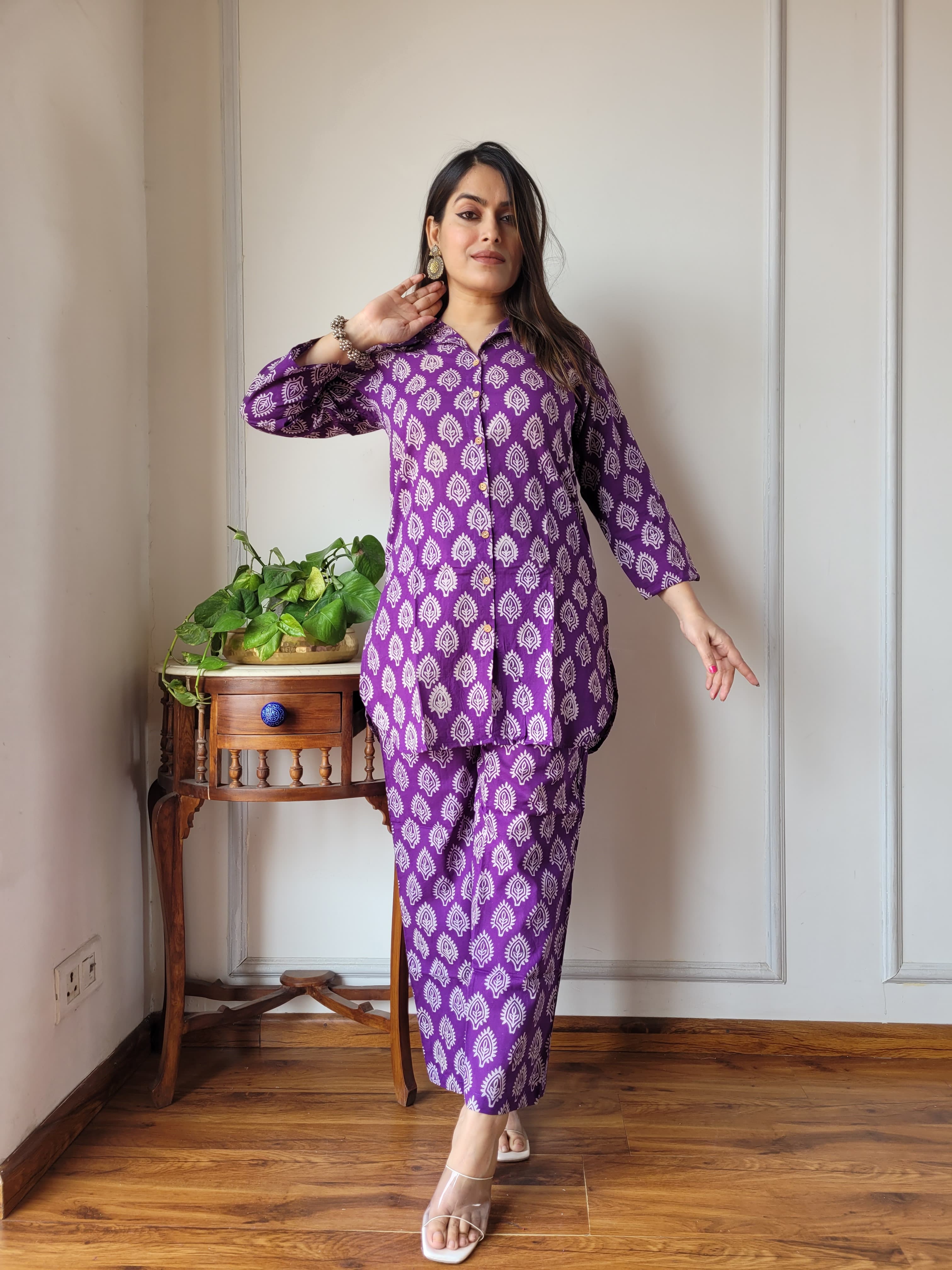 Purple Cotton Co-ord Set