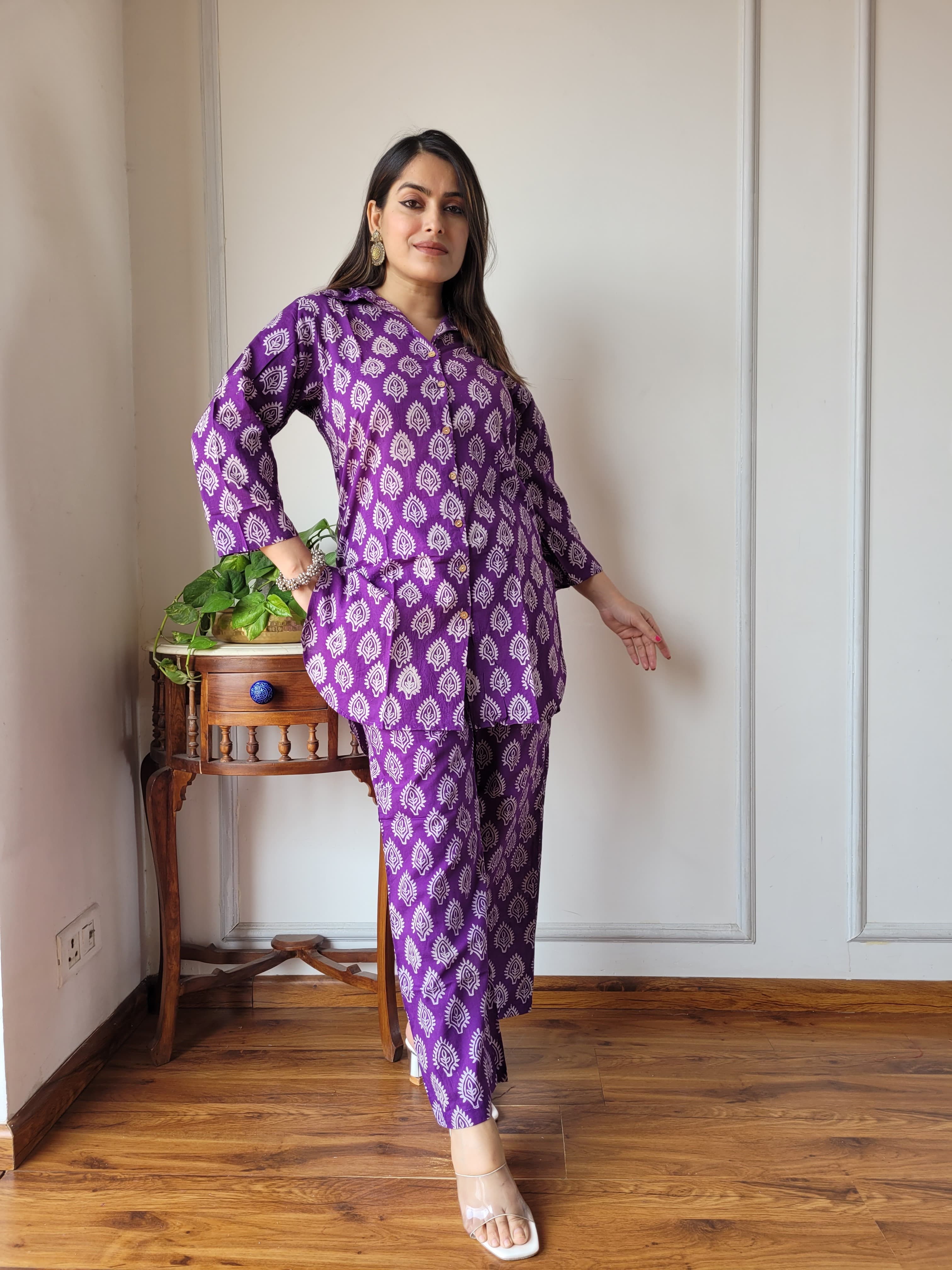 Purple Cotton Co-ord Set