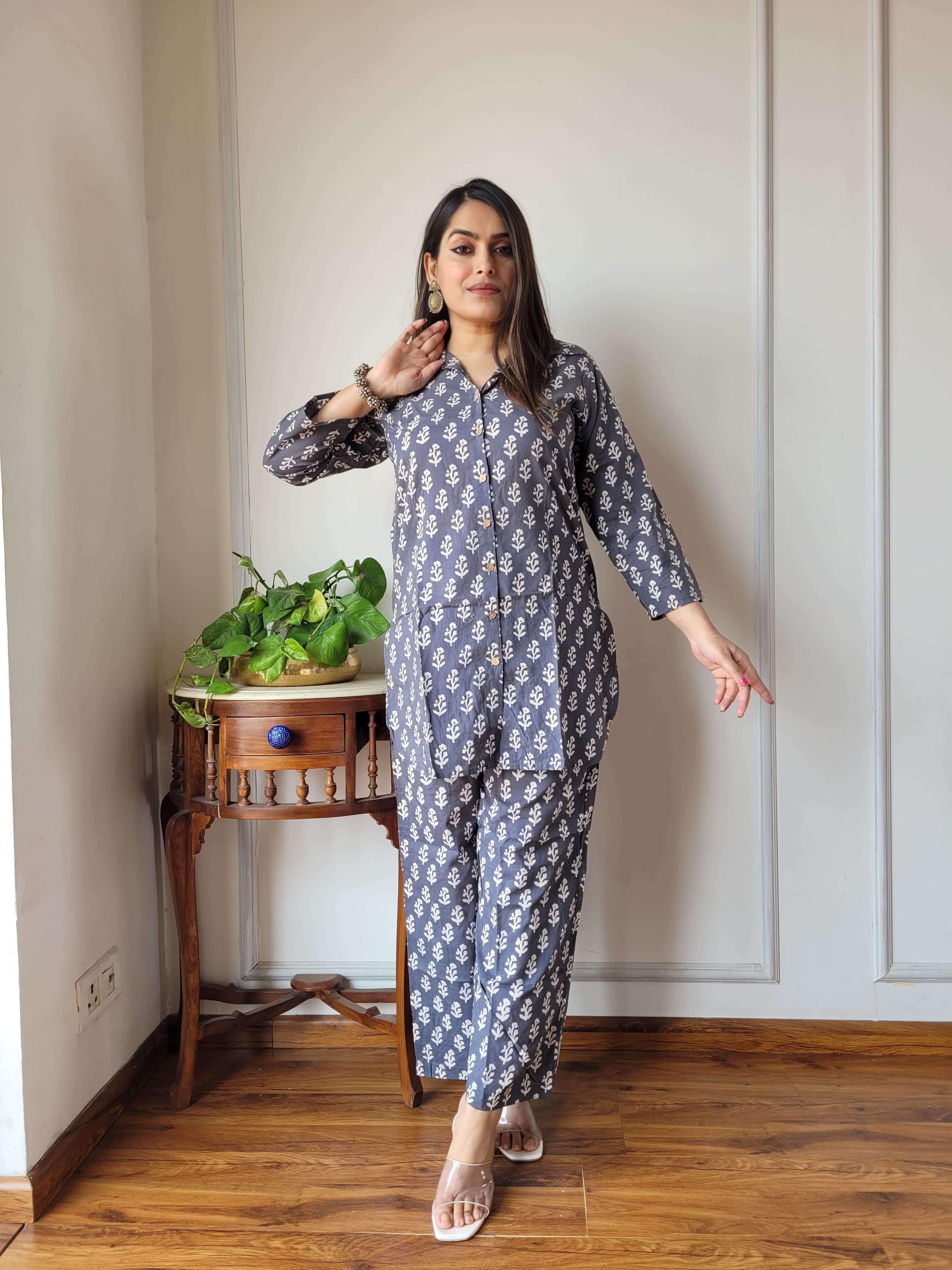 Grey Cotton Co-ord Set