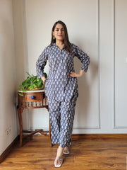 Cotton Co-ord Set (Grey )