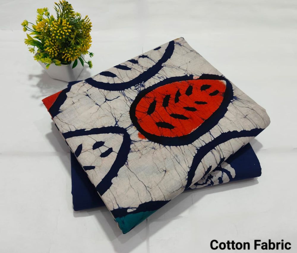 pure cotton handblock printed top bottom set (2.5 Mtr Top & 2.5 Mtr Bottom) - 15