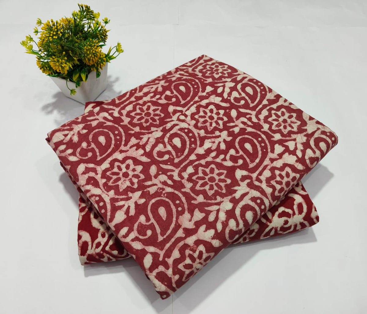 pure cotton handblock printed top bottom set (2.5 Mtr Top & 2.5 Mtr Bottom) - 2