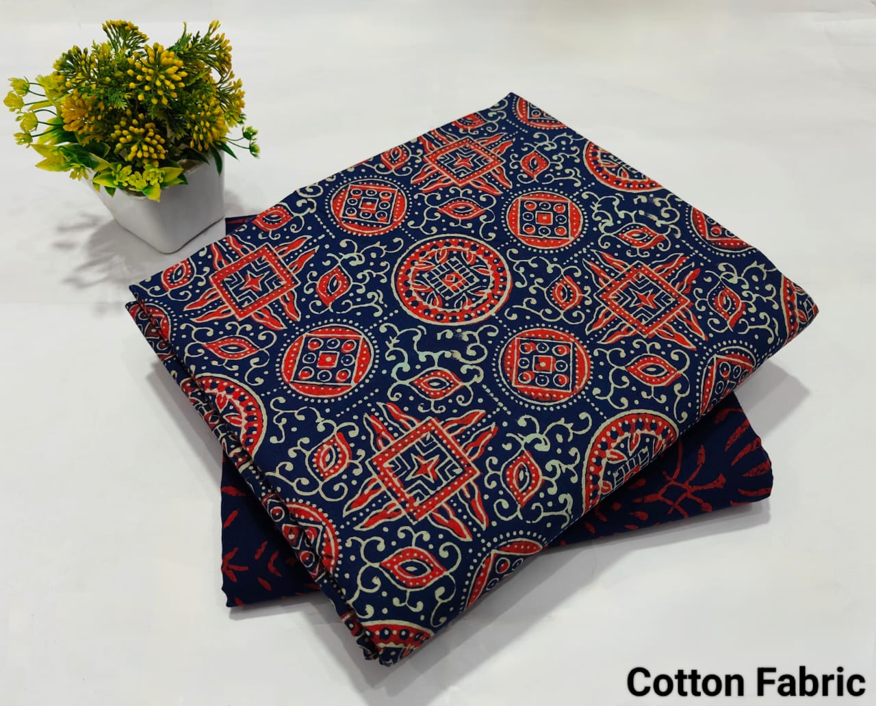 pure cotton handblock printed top bottom set (2.5 Mtr Top & 2.5 Mtr Bottom) - 28