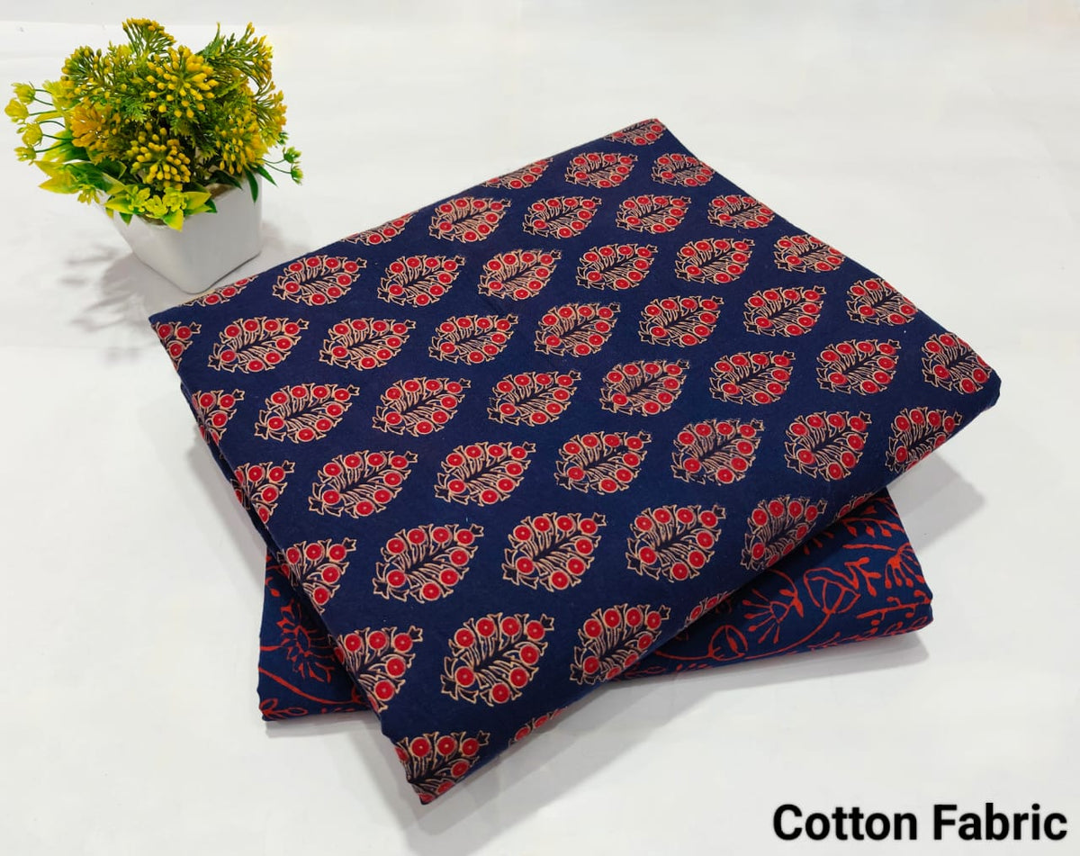 pure cotton handblock printed top bottom set (2.5 Mtr Top & 2.5 Mtr Bottom) - 29