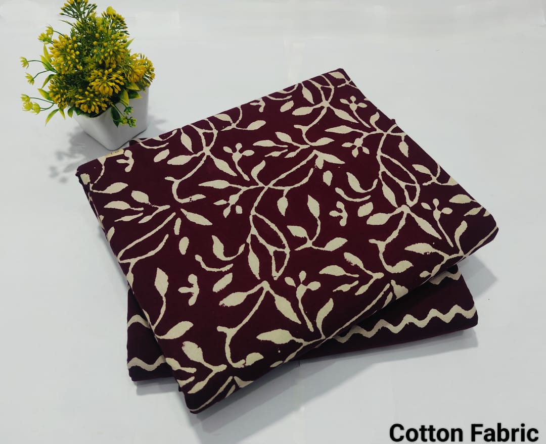 pure cotton handblock printed top bottom set (2.5 Mtr Top & 2.5 Mtr Bottom) - 52