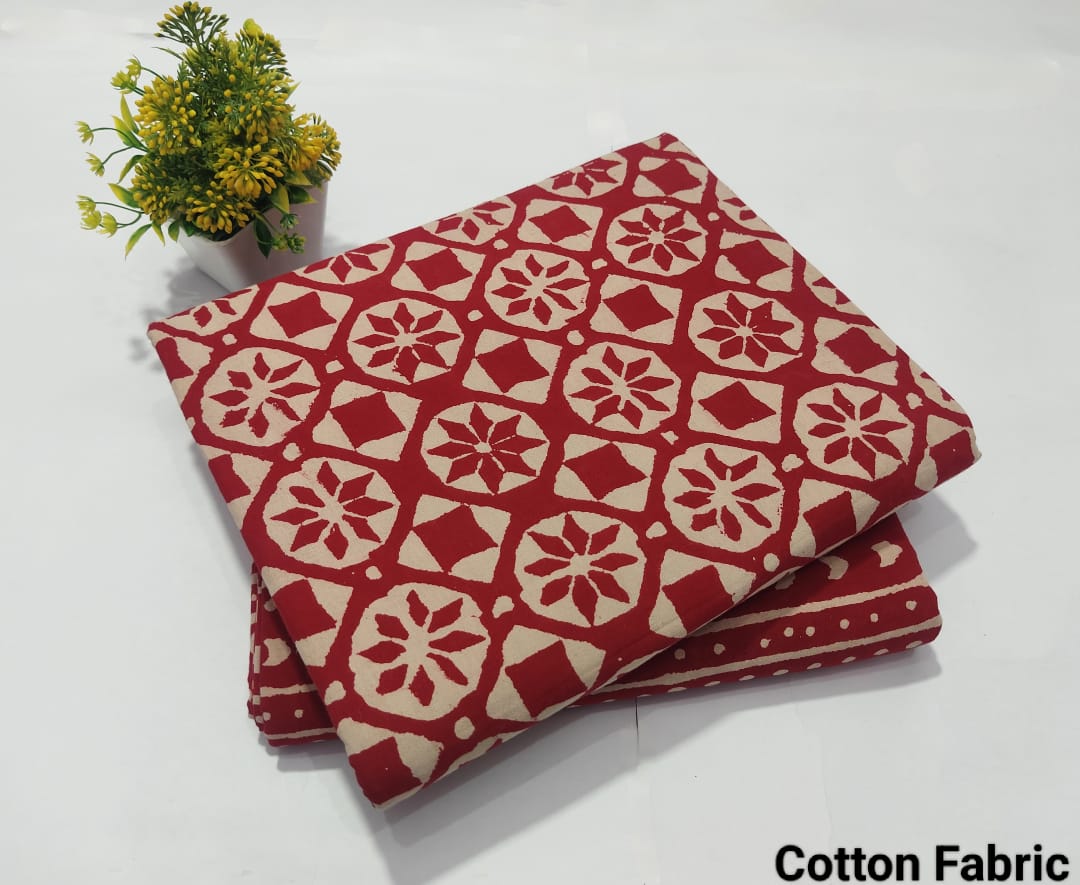 pure cotton handblock printed top bottom set (2.5 Mtr Top & 2.5 Mtr Bottom) - 42