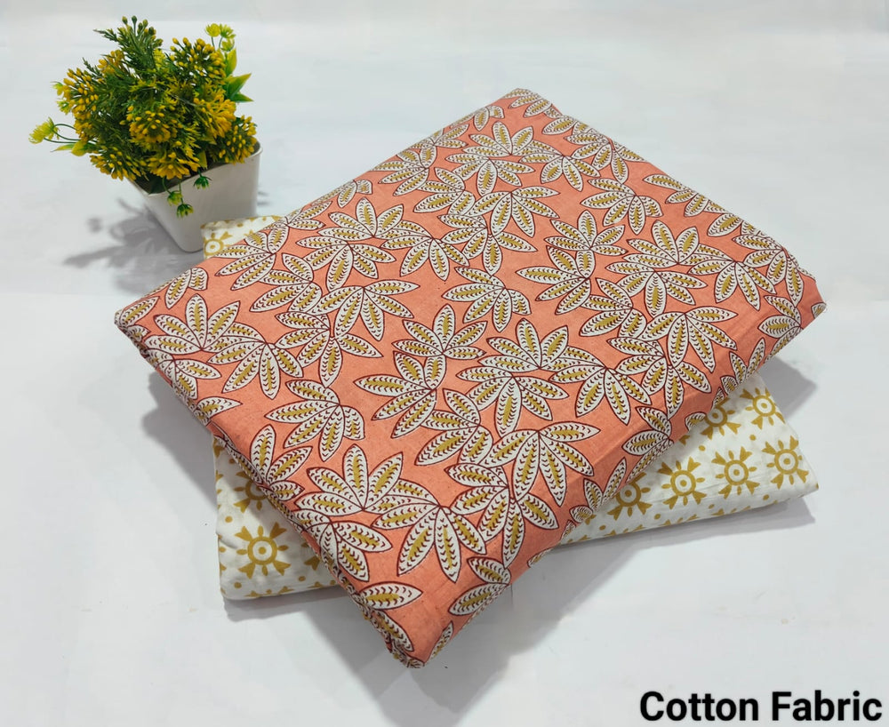 pure cotton handblock printed top bottom set (2.5 Mtr Top & 2.5 Mtr Bottom) - 61